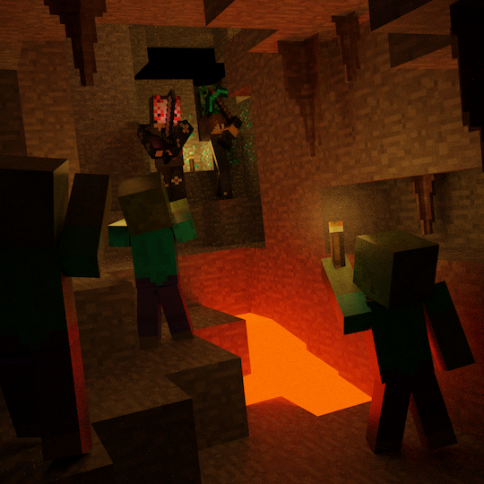 Gabe Magaña and Vecent Vang explore a Minecraft Cave